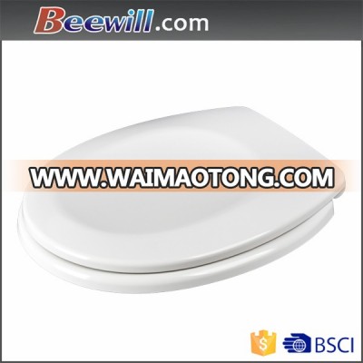 White Oval Sandwich Design Soft Down Urea Hydraulic Toilet Seat Cover